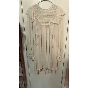 Philosophy di Lorenzo Serafini Cream Lace-Trim Ruffled Midi Dress